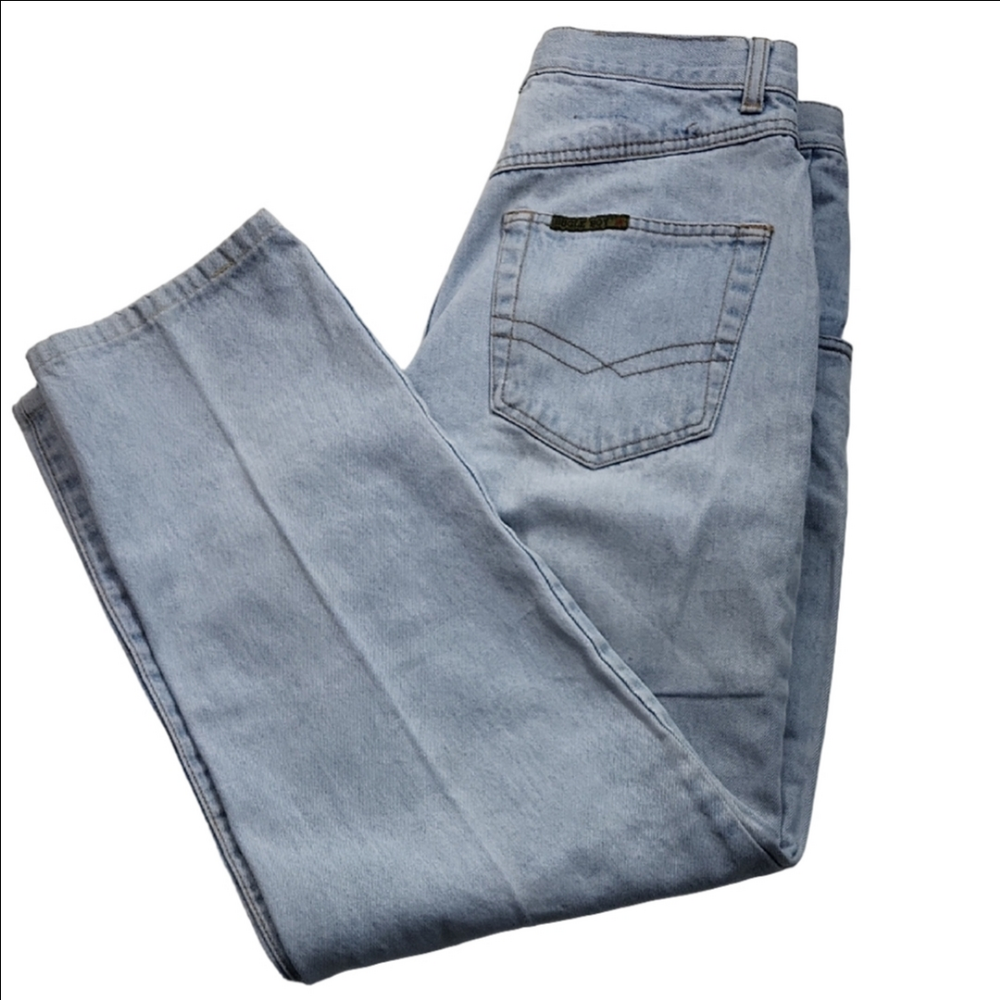 Bugle Boy Blue Mom Jeans Pleated Front Size 30